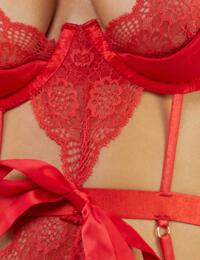 Wolf & Whistle Bella Satin and Lace Body Red 