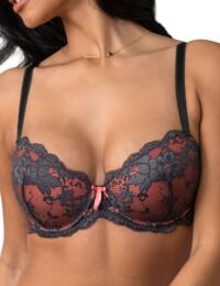 Pour Moi Amour Padded Underwired Bra Slate/Coral