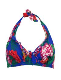 Pour Moi Antigua Halterneck Bikini Top Blue Floral