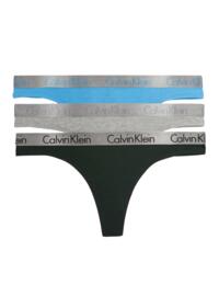 Calvin Klein Radiant Cotton 3 Pack Thongs Grey Heather/Blue/Green