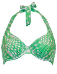 Pour Moi Portofino Halter Bikini Top Green/Pink