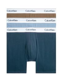 Calvin Klein Mens Modern Cotton Stretch 3 Pack Boxers Mid Navy/Mauve Brown/Iceland Blue