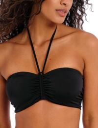 Freya Jewel Cove Underwired Bandeau Bikini Top Plain Black
