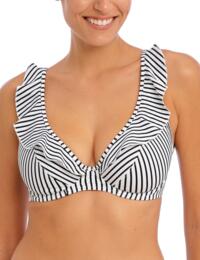 Freya Jewel Cove Underwired High Apex Bikini Top Stripe Black