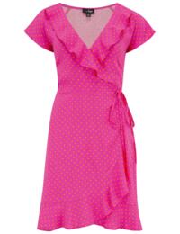 Pour Moi EcoVero Frill Wrap Dress Pink/Orange