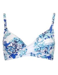 Pour Moi Amalfi Twist Front Bikini Top White/Blue