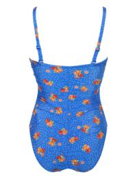 Pour Moi Santa Cruz Strapless Swimsuit Blue Floral