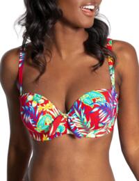 Pour Moi Heatwave Strapless Lightly Padded Bikini Top Red Floral