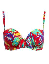 Pour Moi Heatwave Strapless Lightly Padded Bikini Top Red Floral