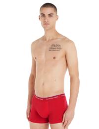 Tommy Hilfiger Mens Essential Repeat Trunks 3 Pack White/Tango Red/Peacoat
