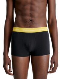 Calvin Klein Mens Cotton Stretch 3 Pack Low Rise Trunk Charcoal/Yellow/Green