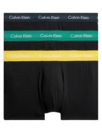 Calvin Klein Mens Cotton Stretch 3 Pack Low Rise Trunk Charcoal/Yellow/Green