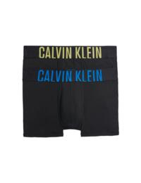 Calvin Klein Mens Intense Power Trunk Briefs 2 Pack B-Celery Sprig, Piece of Blue Logo