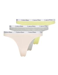 Calvin Klein Carousel Thong 3Pk Coral Cor/Cyber Green/Grey 