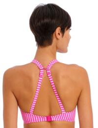 Freya Jewel Cove Underwired High Apex Bikini Top Stripe Raspberry