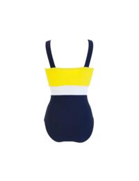 Pour Moi Colour Block Control Swimsuit Yellow/Navy/White