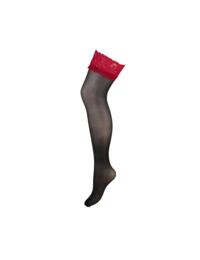Pour Moi Allure Lace Top 15 Denier Stockings Black / Red