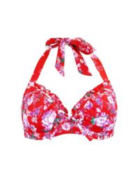 Pour Moi Santa Monica Underwired Lightly Padded Halterneck Bikini Top Red Floral