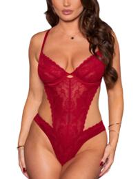 Pour Moi For Your Eyes Only Underwired Crotchless Body Red