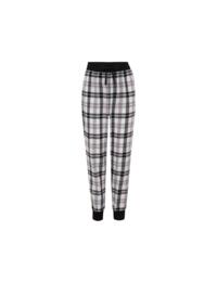 Pour Moi Cosy Check Trouser and Jersey TShirt Pyjama Set Black/Ivory