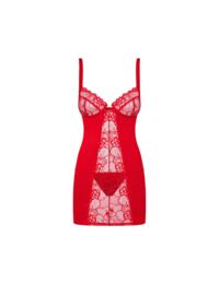 Obsessive Heartina Chemise and Thong Set Red