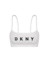 DKNY Women's Logo Scoop Wirefree Bralette Mirror Black Size X