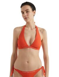 Tommy Hilfiger Halter Triangle Bikini Top Deep Orange