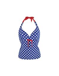 Pour Moi Starboard Halterneck Tankini Top Navy/Red