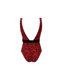 Pour Moi Frill Neck Belted Control Swimsuit Leopard
