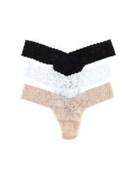 Hanky Panky Signature Lace Low Rise Thong 3 Pack Black White Chai