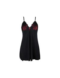 Pour Moi Amour Luxe Chemise Black/Scarlet