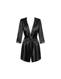 Obsessive Satinia Robe & Thong Set Black