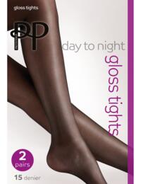 Pretty Polly Day To Night 2-Pack 15D Gloss Tights Black