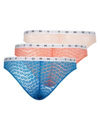 Tommy Hilfiger Tommy Lace Brazilian Brief 3 Pack Delicate Peach/Hawaii Coral/Is Blue