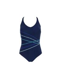 Pour Moi Energy Recycled Material V Neck Swimsuit Navy/Aqua 