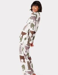 Chelsea Peers Long Pyjama Set Cream Leopard Print