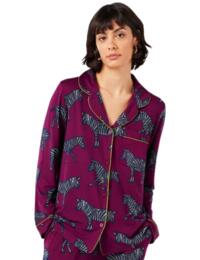Chelsea Peers Long Pyjama Set Purple Zebra Print