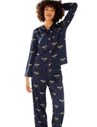 Chelsea Peers Long Pyjama Set Navy Bee Print