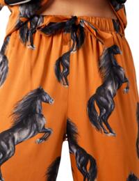 Chelsea Peers Long Pyjama Set Orange Horse Print