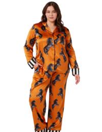 Chelsea Peers Long Pyjama Set Orange Horse Print