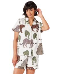 Chelsea Peers Short Pyjama Set Cream Leopard