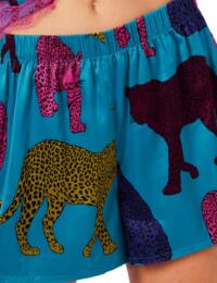 Chelsea Peers Cami Short Pyjama Set Teal Leopard
