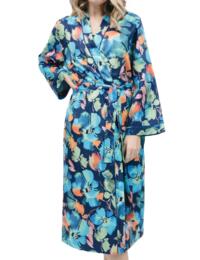Cyberjammies Bea Long Dressing Gown Blue Floral