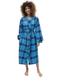 Cyberjammies Bea Long Dressing Gown Blue Check
