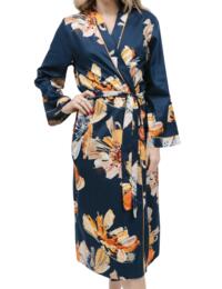 Cyberjammies Cosmo Long Dressing Gown Navy Floral Print