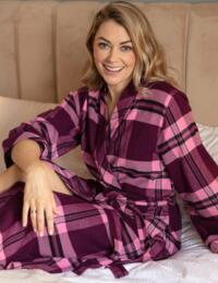 Cyberjammies Eve Long Dressing Gown Magenta Check 