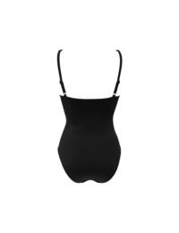 Pour Moi Frill Lace Up Control Swimsuit Black 