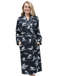 Cyberjammies Atlas Long Dressing Gown Charcoal Arctic Fox Print 