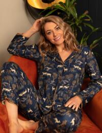 Cyberjammies Fawn Pyjama Pants Blue Woodland Print