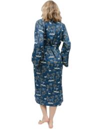 Cyberjammies Fawn Long Dressing Gown Blue Woodland Print 